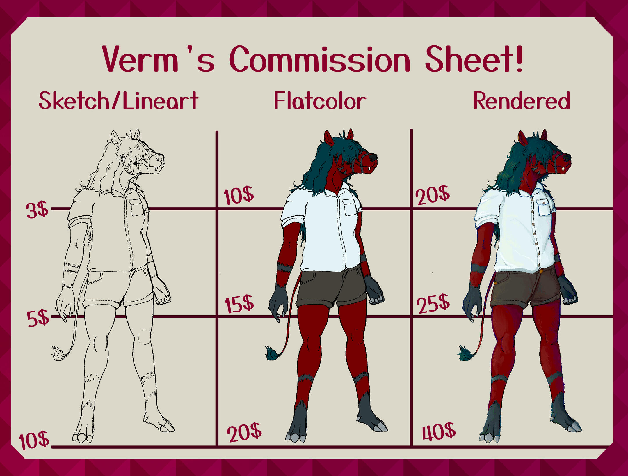 Commission sheet